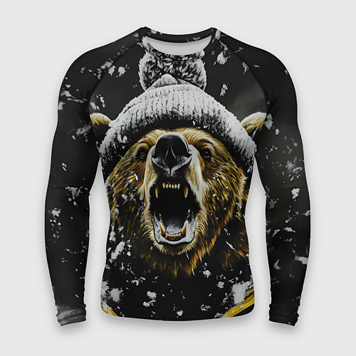 Мужской рашгард Злой большой медведь зимой / 3D-принт – фото 1