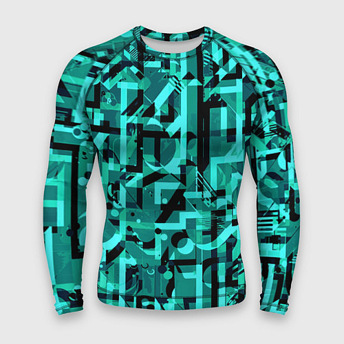 Мужской рашгард Неоновый голубой объёмный эффект / 3D-принт – фото 1