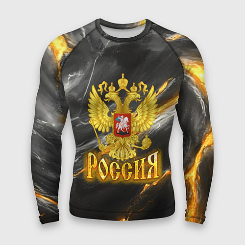 Мужской рашгард Россия черно-желтый фон / 3D-принт – фото 1