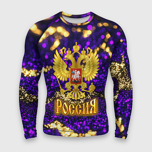 Мужской рашгард Россия - фиолетовая текстура / 3D-принт – фото 1