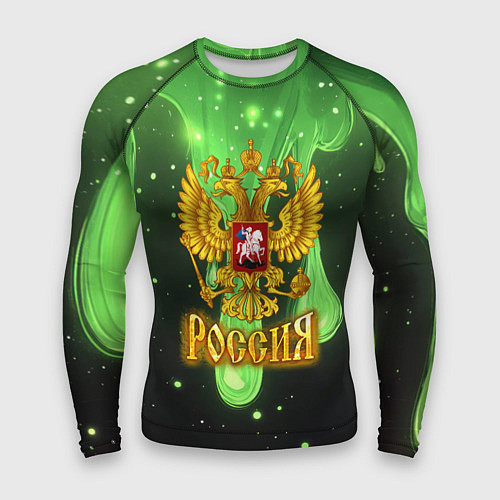 Мужской рашгард Герб России - неоновый фон / 3D-принт – фото 1