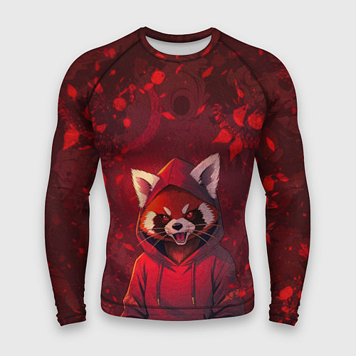 Мужской рашгард Красная панда в кофте с капюшоном / 3D-принт – фото 1