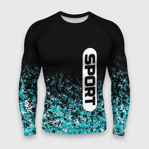 Мужской рашгард Sport чёрно-голубой пятнистый / 3D-принт – фото 1