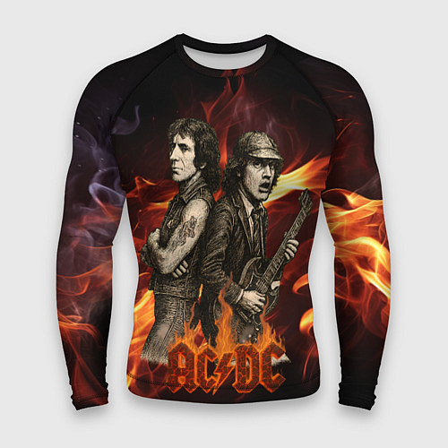 Мужской рашгард ACDC на фоне огня / 3D-принт – фото 1