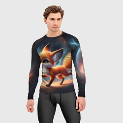 Рашгард мужской Лиса бежит по космическому простору, цвет: 3D-принт — фото 2