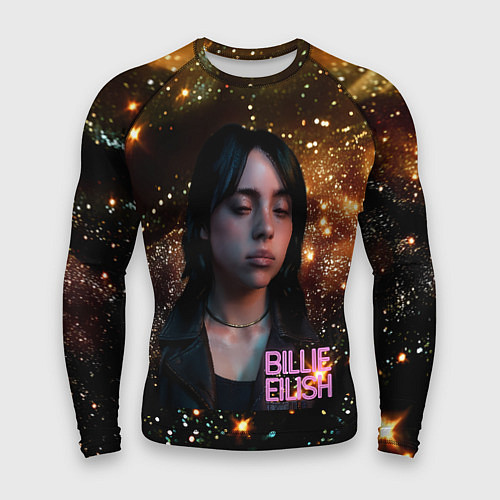 Мужской рашгард Билли Айлиш с блестками на фоне / 3D-принт – фото 1