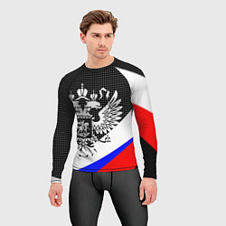Рашгард мужской Герб России и государственный флаг на чёрном фоне, цвет: 3D-принт — фото 2