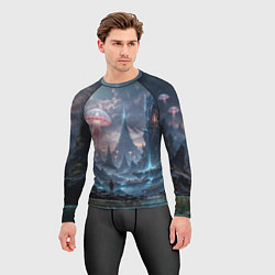 Рашгард мужской Фантастический мир с медузами и озеро у гор, цвет: 3D-принт — фото 2