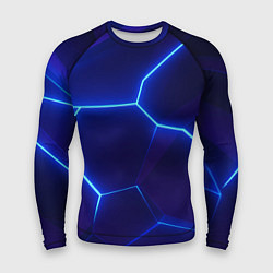 Рашгард мужской Синие плиты с неоном, цвет: 3D-принт
