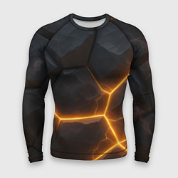 Рашгард мужской Черные плиты с оранжевой молнией, цвет: 3D-принт