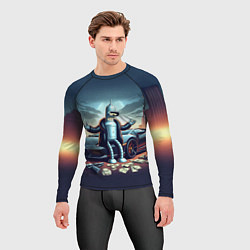 Рашгард мужской Бендер рядом с Ламбо и рассыпанным баблом, цвет: 3D-принт — фото 2