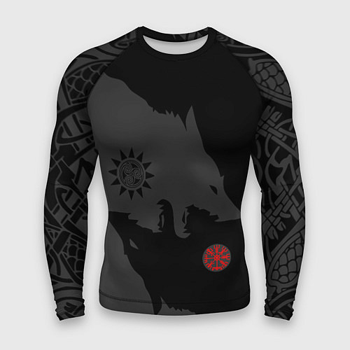Мужской рашгард Волки викингов с обережными символами - тату / 3D-принт – фото 1
