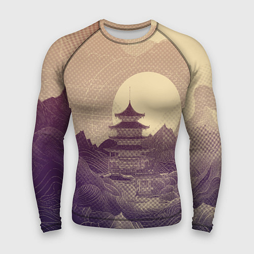 Мужской рашгард Ретро иллюстрация Японского храма / 3D-принт – фото 1