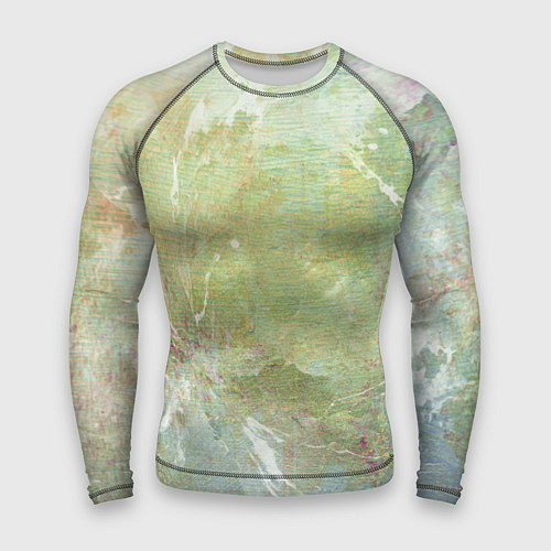 Мужской рашгард Абстракция - white waves on green background / 3D-принт – фото 1
