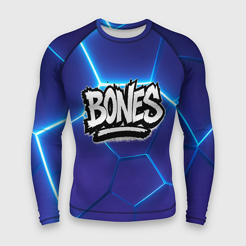 Мужской рашгард Bones белое лого на синих плитах / 3D-принт – фото 1