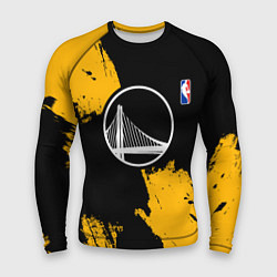 Рашгард мужской Голден Стэйт Уорриорз - брызги желтой краски, цвет: 3D-принт