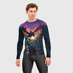 Рашгард мужской Дракон края и Стив - Майнкрафт арт, цвет: 3D-принт — фото 2