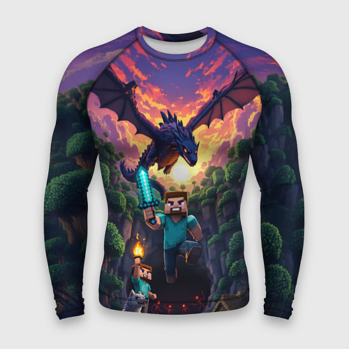 Мужской рашгард Дракон края и Стив - Майнкрафт арт / 3D-принт – фото 1