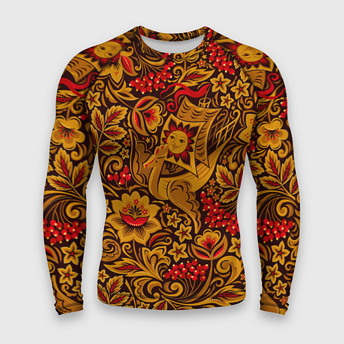 Мужской рашгард Летучий корабль в стиле хохломской росписи / 3D-принт – фото 1