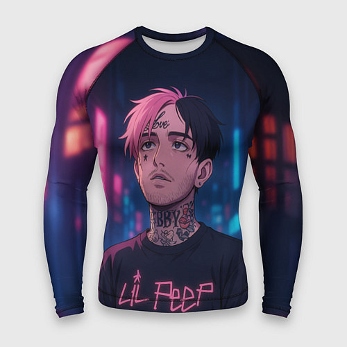 Мужской рашгард LiL Peep - Неоновый аниме арт / 3D-принт – фото 1