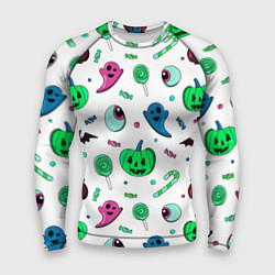 Рашгард мужской Halloween light green pumpkin - паттерн, цвет: 3D-принт