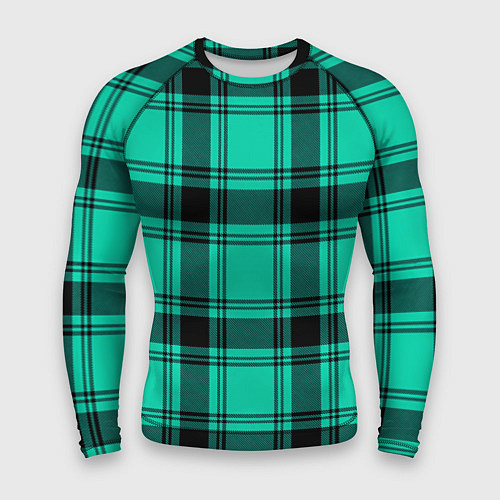 Мужской рашгард Checkered turquoise / 3D-принт – фото 1