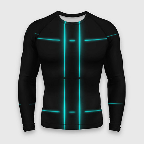 Мужской рашгард Neon black light blue line / 3D-принт – фото 1