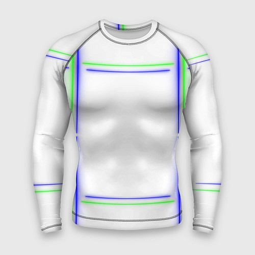 Мужской рашгард Neon white green light blue / 3D-принт – фото 1