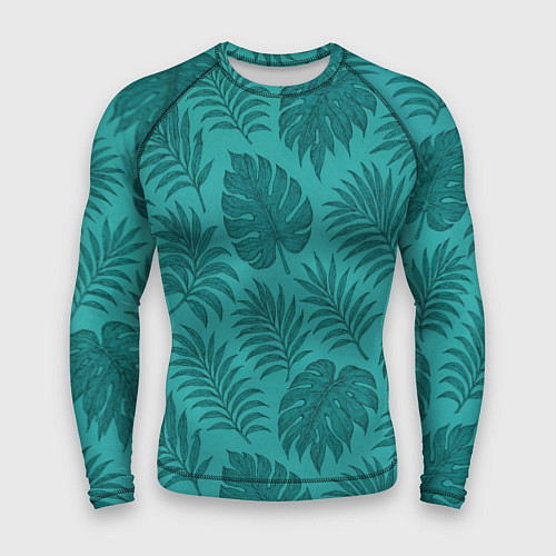 Мужской рашгард Тропические листья - паттерн / 3D-принт – фото 1