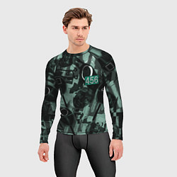 Рашгард мужской Номер 456 на фоне масок игры в кальмара, цвет: 3D-принт — фото 2
