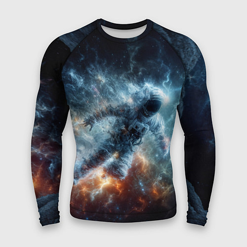 Мужской рашгард Космонавт парит в космосе среди звезд / 3D-принт – фото 1
