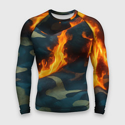 Рашгард мужской Огонь на камуфляжной ткани, цвет: 3D-принт