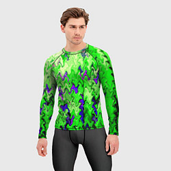 Рашгард мужской Ярко-зелёный стекающая абстаркция, цвет: 3D-принт — фото 2