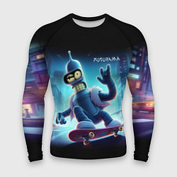 Мужской рашгард Bender is a skateboarder in neon street - ai art