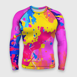 Рашгард мужской Яркие пятна акриловой краски на стене, цвет: 3D-принт