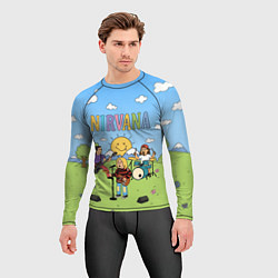 Рашгард мужской Nirvana мультяшный стиль на поляне, цвет: 3D-принт — фото 2
