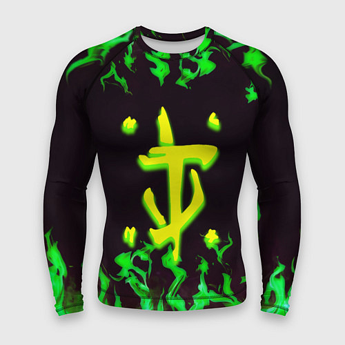 Мужской рашгард Doom зелёный огонь / 3D-принт – фото 1