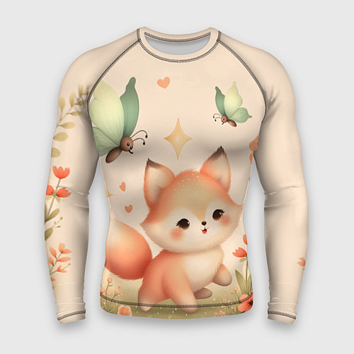 Мужской рашгард Лиса и мотыльки / 3D-принт – фото 1