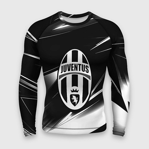 Мужской рашгард Juventus geometry stripes black / 3D-принт – фото 1
