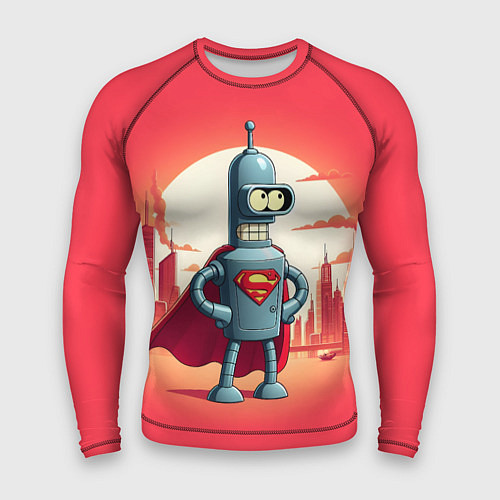 Мужской рашгард Робот-сгибальщик Бендер супермен - коллаба / 3D-принт – фото 1