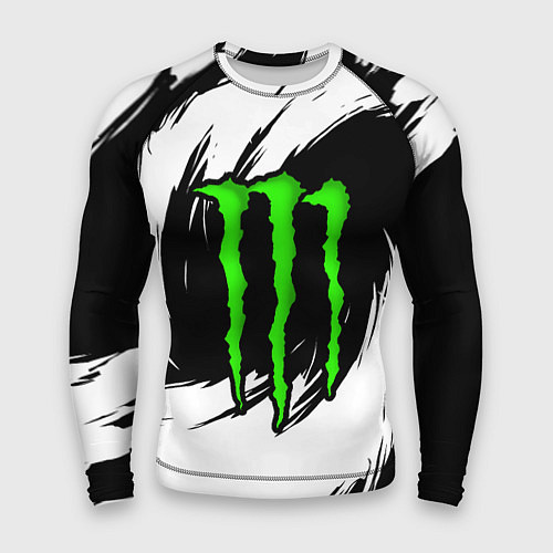 Мужской рашгард Monster energy - белый / 3D-принт – фото 1