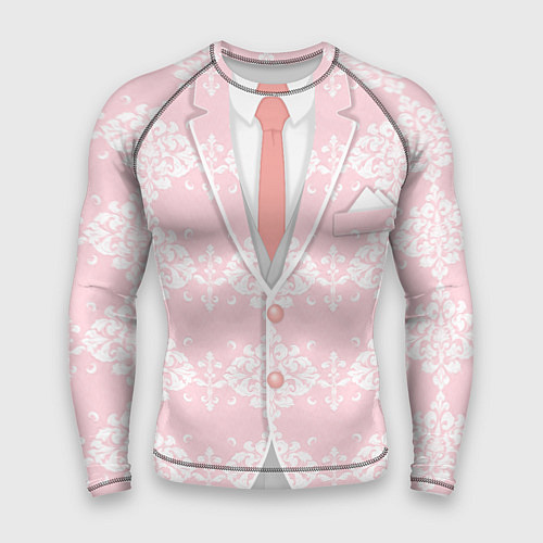 Мужской рашгард Бледно-розовый пиджак с узором / 3D-принт – фото 1