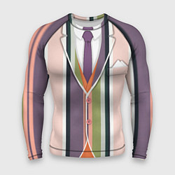 Мужской рашгард Полосатый пиджак с оранжевым жилетом