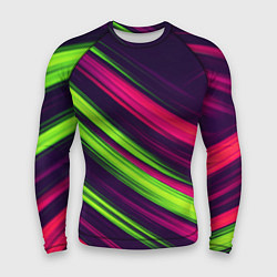 Рашгард мужской Фиолетово-зеленые линии, цвет: 3D-принт