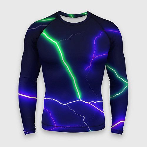 Мужской рашгард Multicolored lightning / 3D-принт – фото 1