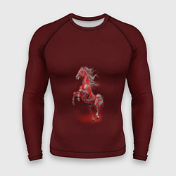 Рашгард мужской Красная огненная лошадь символ 2026 года, цвет: 3D-принт