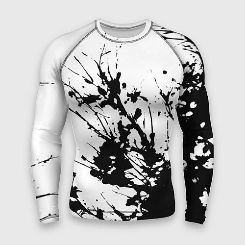 Мужской рашгард Чёрная взрывная краска на белом / 3D-принт – фото 1