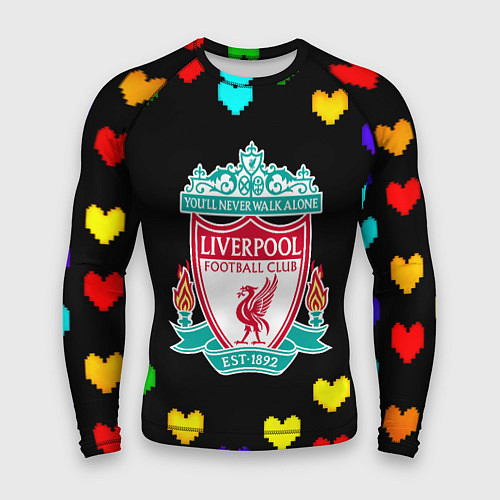Мужской рашгард Ливерпуль пиксельные сердца / 3D-принт – фото 1