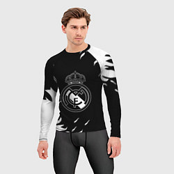 Рашгард мужской Реал Мадрид белый огонь, цвет: 3D-принт — фото 2
