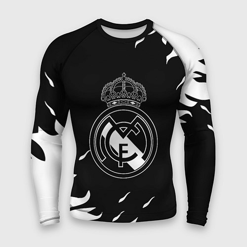 Мужской рашгард Реал Мадрид белый огонь / 3D-принт – фото 1